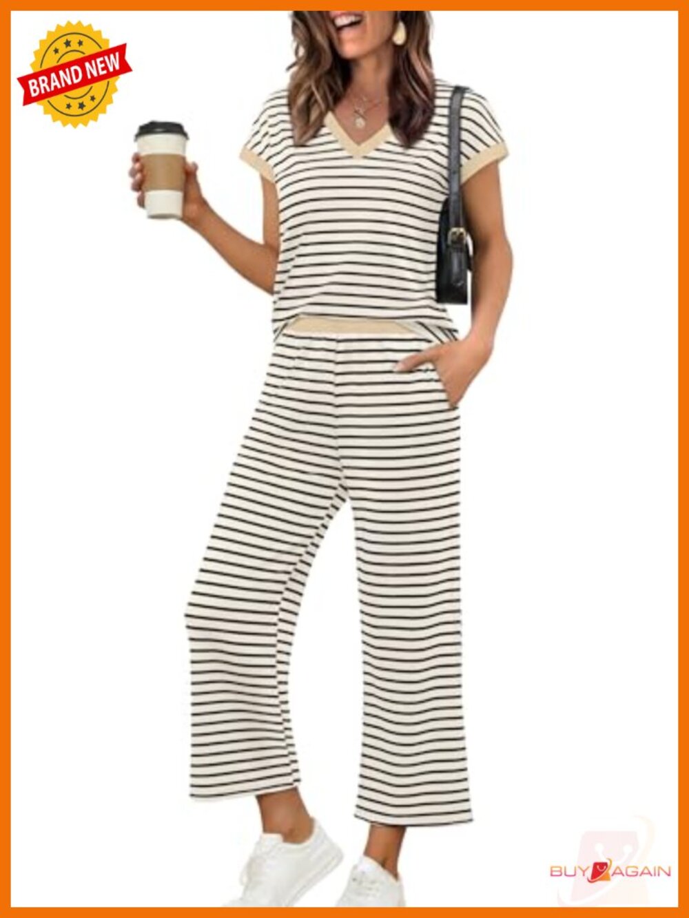 Two Piece Lounge Set Cap Sleeve Wide Leg Pants Matching Travel Outfit